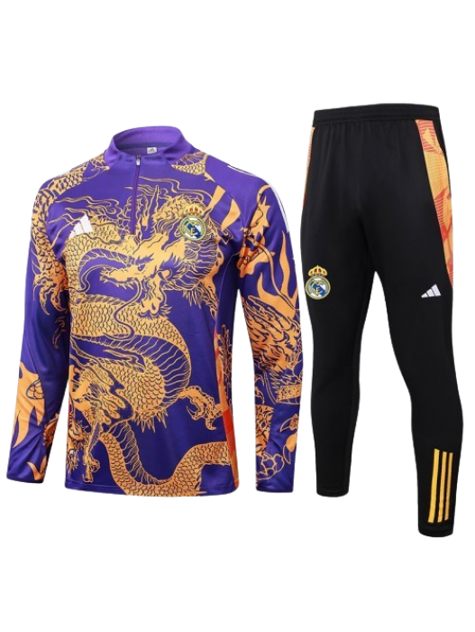 REAL MADRID YELLOW PURPLE TRACKSUITS 2024/2025 - PLAYER
