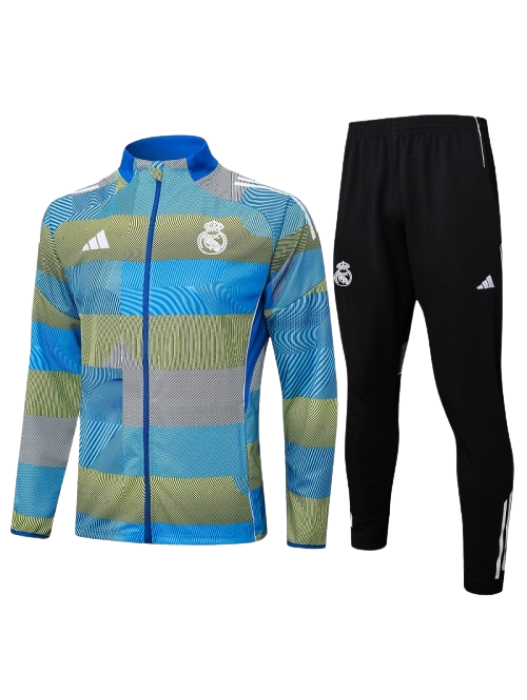 REAL MADRID BLUE GREEN STRIPES JACKET SUIT 2025/2026