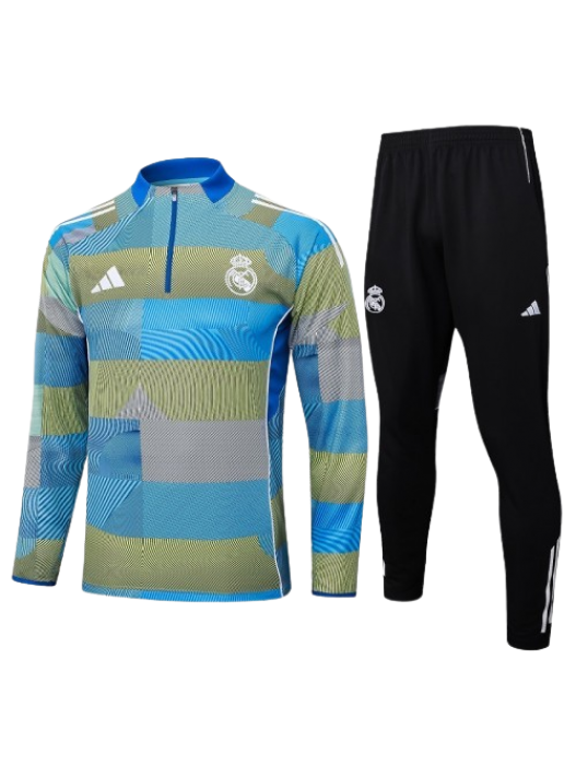 REAL MADRID KIDS BLUE GREEN STRIPE TRACKSUIT 2025/2026