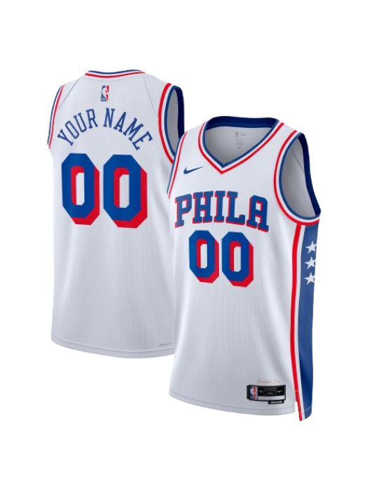 PHILADELPHIA 76ERS ASSOCIATION EDITION SWINGMAN JERSEY – WHITE – CUSTOM NAME & NUMBER