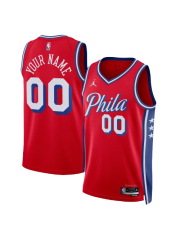 PHILADELPHIA 76ERS STATEMENT EDITION SWINGMAN JERSEY – RED – CUSTOM NAME & NUMBER
