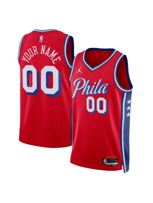 PHILADELPHIA 76ERS STATEMENT EDITION SWINGMAN JERSEY – RED – CUSTOM NAME & NUMBER