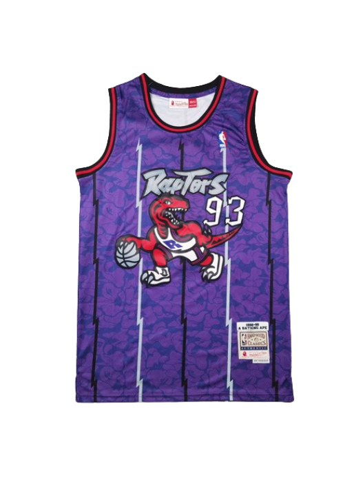 TORONTO RAPTORS BAPE X MITCHELL & NESS CAMO BASKETBALL SWINGMAN JERSEY 'PURPLE'