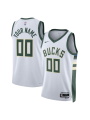 MILWAUKEE BUCKS ASSOCIATION EDITION SWINGMAN JERSEY – WHITE – CUSTOM NAME & NUMBER