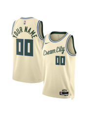 MILWAUKEE BUCKS 2025/26 CITY EDITION SWINGMAN JERSEY – CREAM – CUSTOM NAME & NUMBER