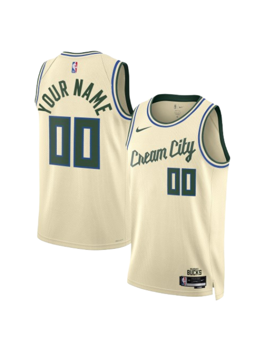 MILWAUKEE BUCKS 2025/26 CITY EDITION SWINGMAN JERSEY – CREAM – CUSTOM NAME & NUMBER