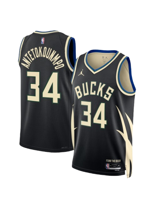 MILWAUKEE BUCKS STATEMENT EDITION SWINGMAN JERSEY – BLACK – GIANNIS ANTETOKOUNMPO
