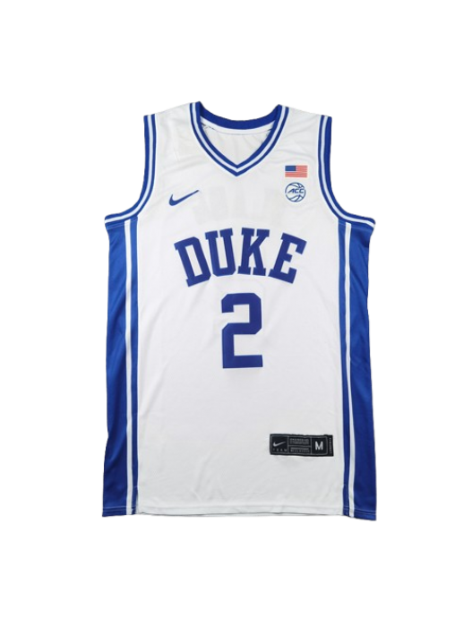 DUKE UNIVERSITY #2 FLAGG WHITE EMBROIDERED JERSEY